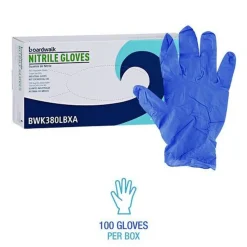 Boardwalk 380 Series 4 mil Thick 9.5 in. Long Powder-Free Disposable General-Purpose Nitrile Gloves - Large, Blue (100/Box, 10 Boxes/Carton)