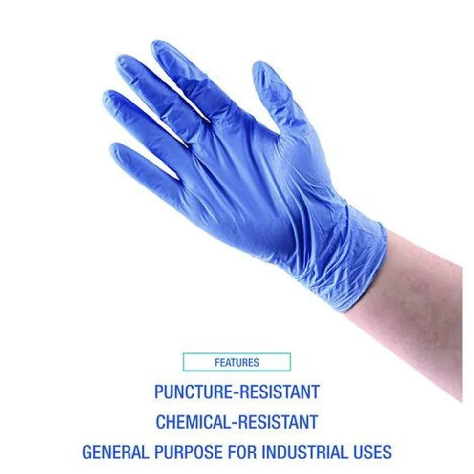 Boardwalk 380 Series 4 mil Thick 9.5 in. Long Powder-Free Disposable General-Purpose Nitrile Gloves - Large, Blue (100/Box, 10 Boxes/Carton)