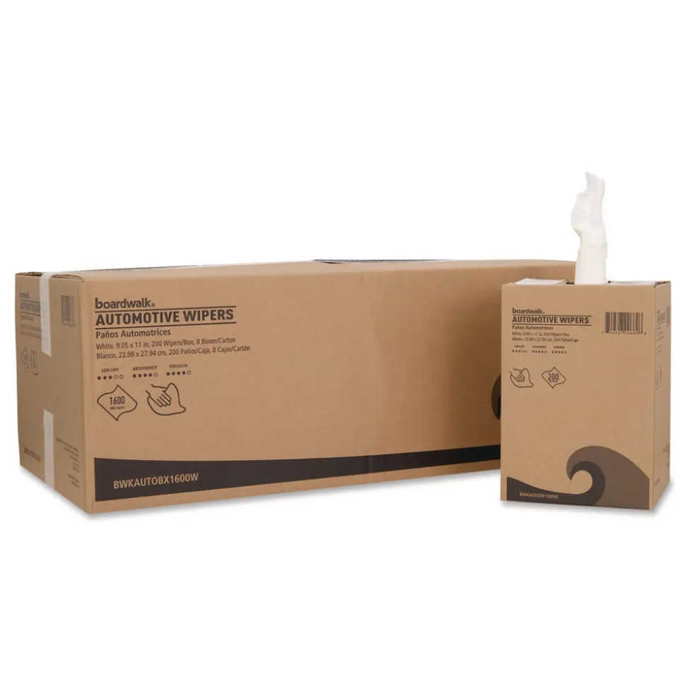 Boardwalk 10.63 x 20.47 Automotive Wipers - Unscented/White (8/Carton)