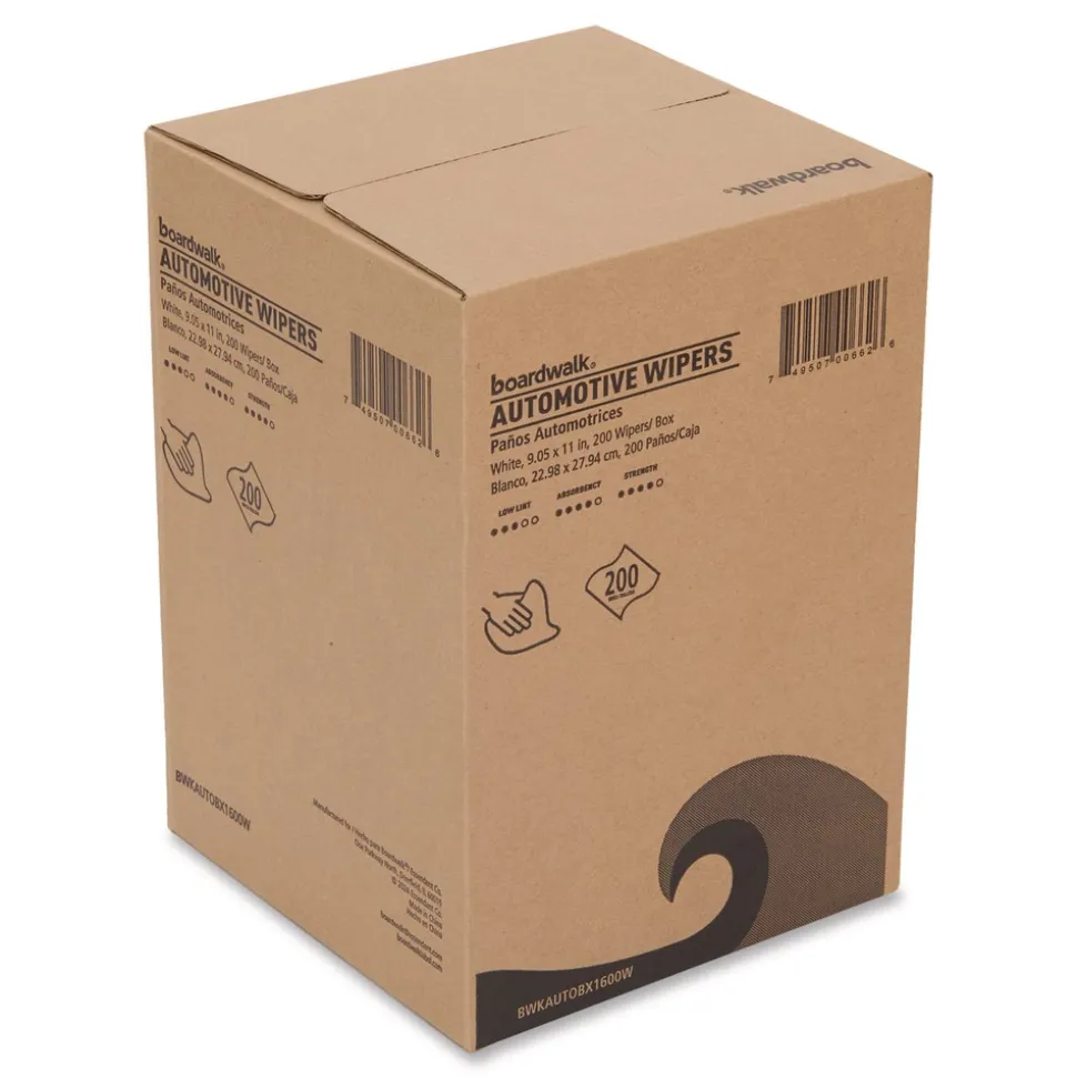 Boardwalk 10.63 x 20.47 Automotive Wipers - Unscented/White (8/Carton)