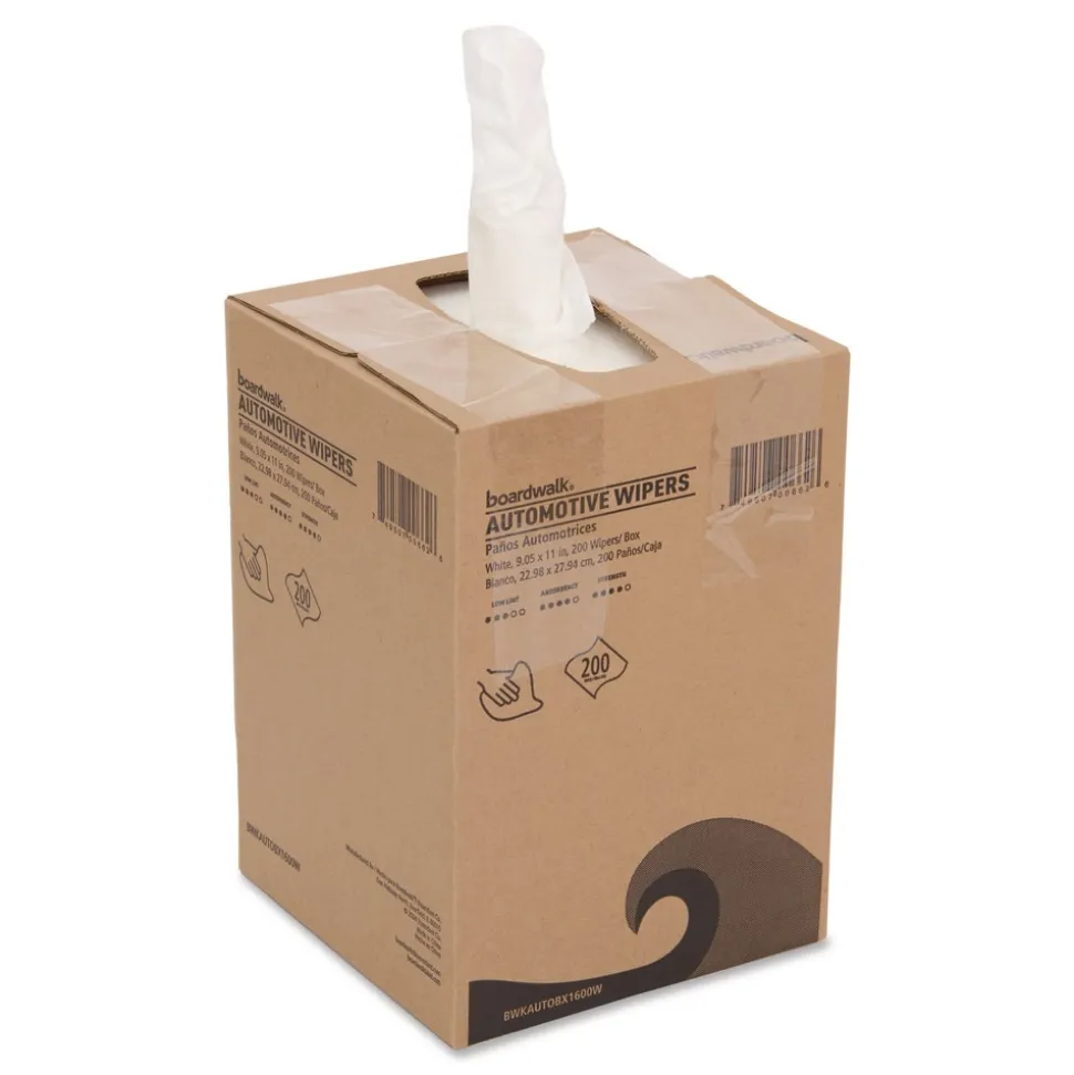 Boardwalk 10.63 x 20.47 Automotive Wipers - Unscented/White (8/Carton)