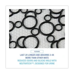 Boardwalk 17.5 x 20 Slip-Resistant Disposable Urinal Floor Mat 2.0 - Black/White (6/Carton)