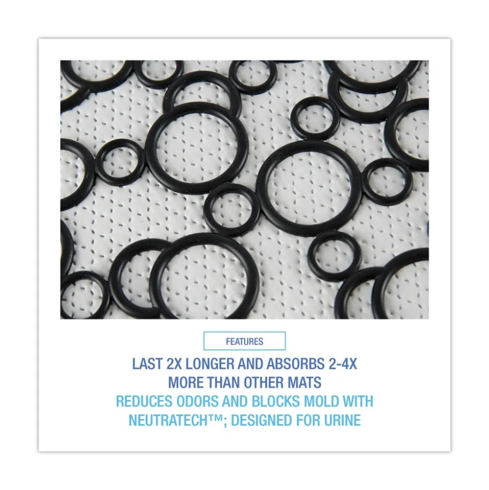 Boardwalk 17.5 x 20 Slip-Resistant Disposable Urinal Floor Mat 2.0 - Black/White (6/Carton)