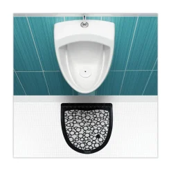 Boardwalk 17.5 x 20 Slip-Resistant Disposable Urinal Floor Mat 2.0 - Black/White (6/Carton)