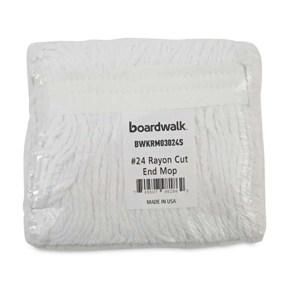Boardwalk Banded Rayon 24 oz. Cut-End Mop Heads - White (12/Carton)