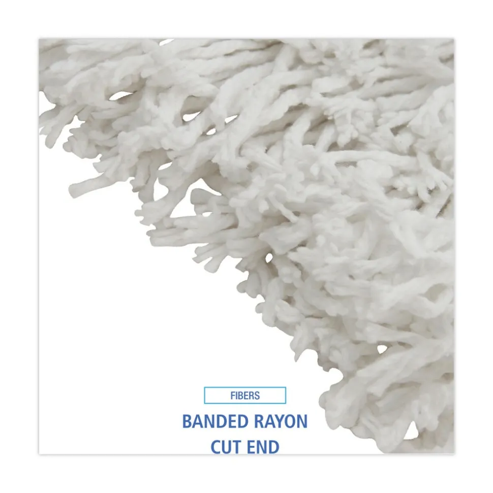 Boardwalk Banded Rayon 24 oz. Cut-End Mop Heads - White (12/Carton)