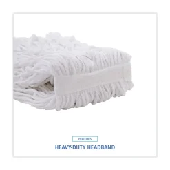 Boardwalk Banded Rayon 24 oz. Cut-End Mop Heads - White (12/Carton)