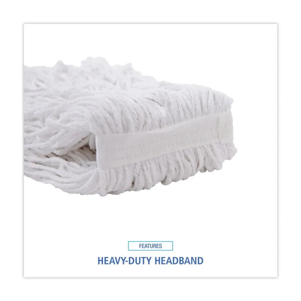 Boardwalk Banded Rayon 24 oz. Cut-End Mop Heads - White (12/Carton)