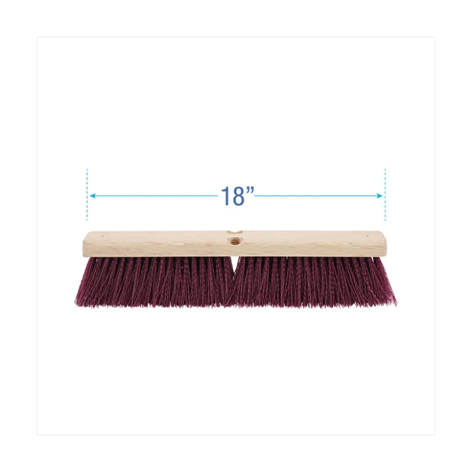 Boardwalk BWK20318 3 in. Maroon Heavy-Duty Polypropylene Bristles 18 in. Brush Floor Brush Head