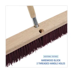 Boardwalk BWK20318 3 in. Maroon Heavy-Duty Polypropylene Bristles 18 in. Brush Floor Brush Head
