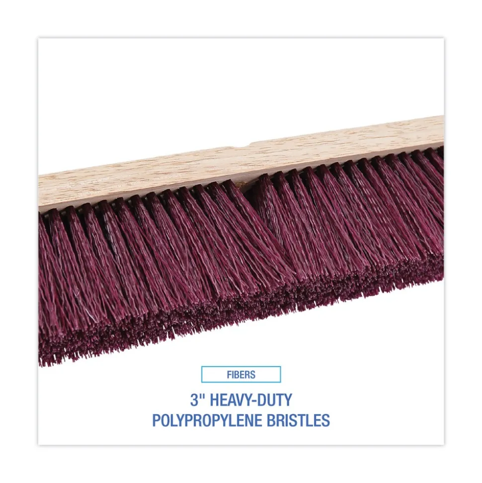 Boardwalk BWK20318 3 in. Maroon Heavy-Duty Polypropylene Bristles 18 in. Brush Floor Brush Head