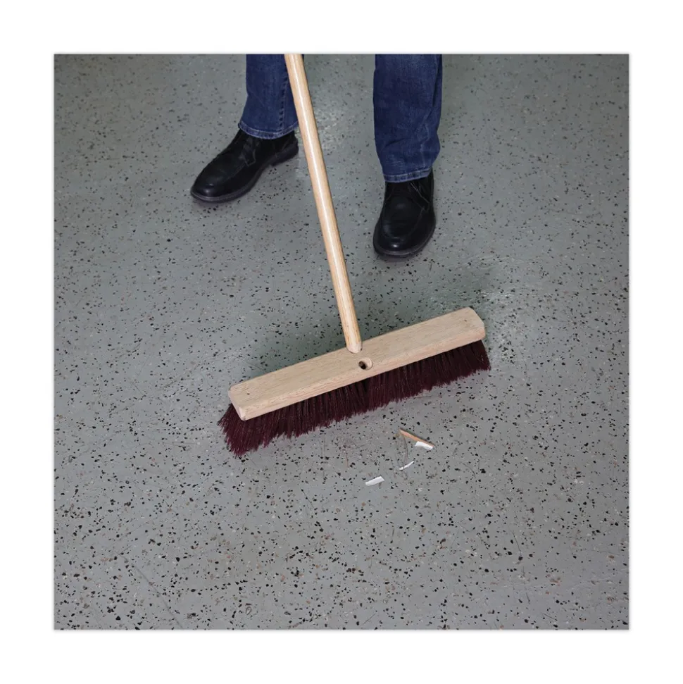 Boardwalk BWK20318 3 in. Maroon Heavy-Duty Polypropylene Bristles 18 in. Brush Floor Brush Head
