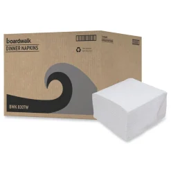 Boardwalk BWK8307 17 in. x 17 in. 1-Ply Dinner Napkin - White (3000/Carton)