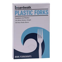 Boardwalk BWK FORKMWPS Mediumweight Polystyrene Plastic Fork Cutlery - White (100/Box, 10 Boxes/Carton)