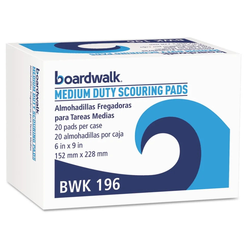 Boardwalk 96BWK GP 6 in. x 9 in. Medium Duty Scour Pad - Green (20/Carton)