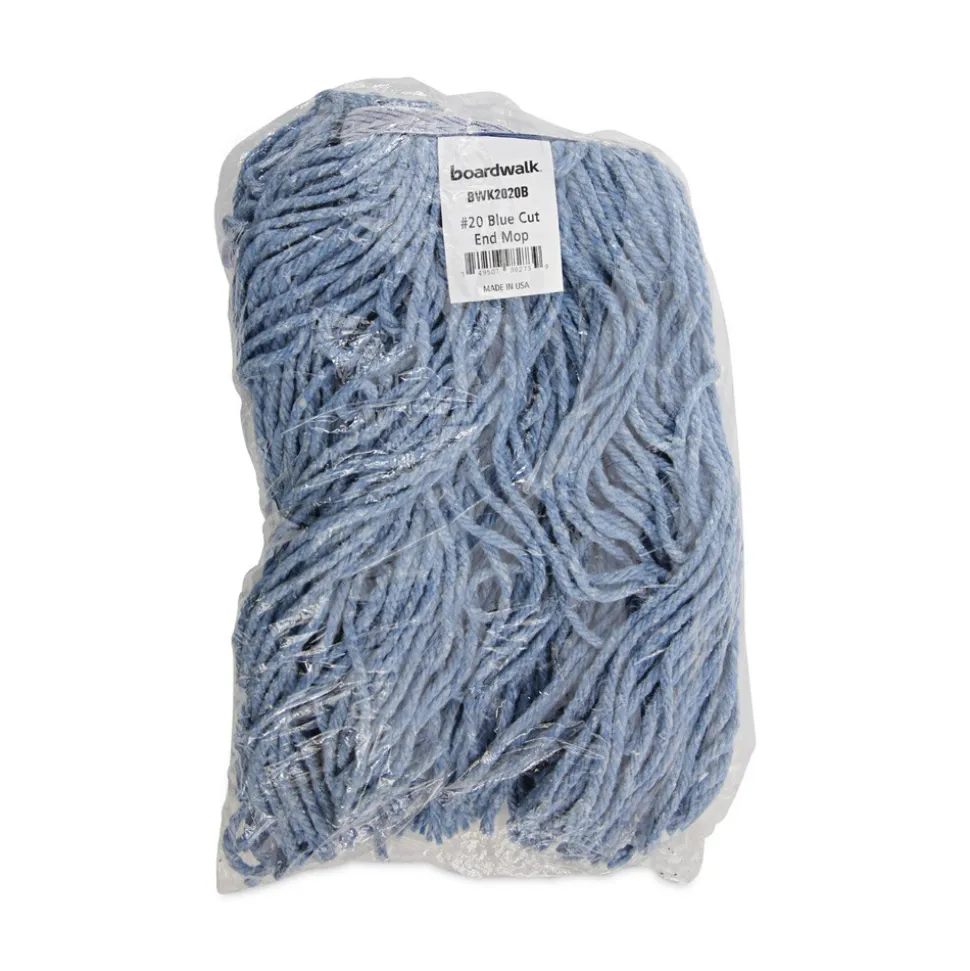 Boardwalk BWK2020B #20 Cut-End Cotton/Synthetic Fiber Standard Mop Head - Blue (12/Carton)