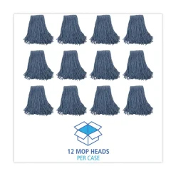 Boardwalk BWK2020B #20 Cut-End Cotton/Synthetic Fiber Standard Mop Head - Blue (12/Carton)