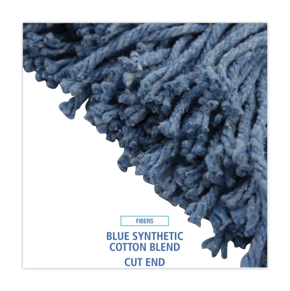 Boardwalk BWK2020B #20 Cut-End Cotton/Synthetic Fiber Standard Mop Head - Blue (12/Carton)