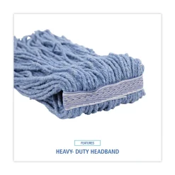 Boardwalk BWK2020B #20 Cut-End Cotton/Synthetic Fiber Standard Mop Head - Blue (12/Carton)