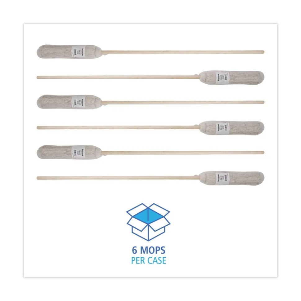 Boardwalk BWK124C 24 oz. Cotton Fiber Head Deck Mop with 54 in. Wooden Handle (6/Pack)