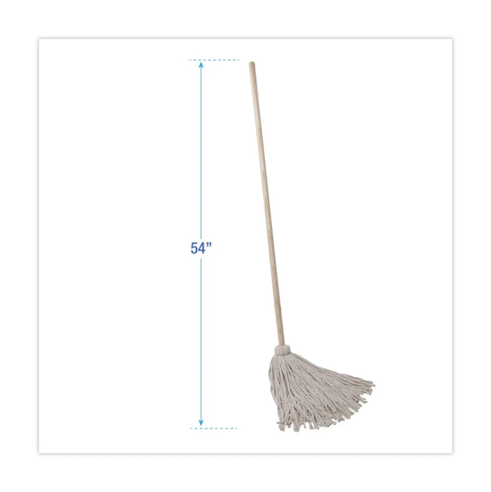 Boardwalk BWK124C 24 oz. Cotton Fiber Head Deck Mop with 54 in. Wooden Handle (6/Pack)