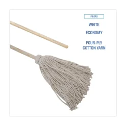 Boardwalk BWK124C 24 oz. Cotton Fiber Head Deck Mop with 54 in. Wooden Handle (6/Pack)