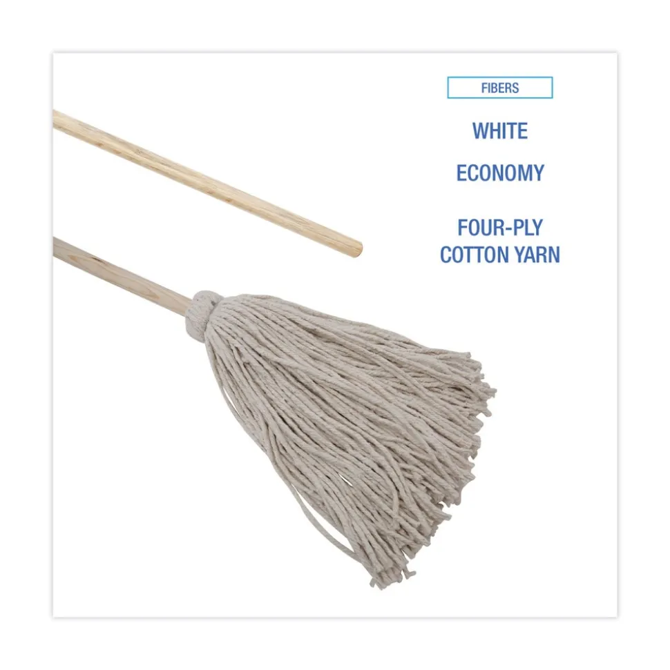 Boardwalk BWK124C 24 oz. Cotton Fiber Head Deck Mop with 54 in. Wooden Handle (6/Pack)