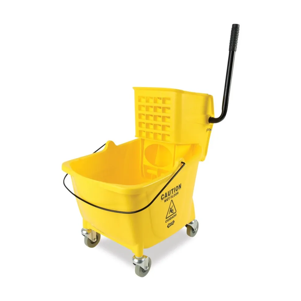Boardwalk BWK2635COMBOYEL 8.75 Gallon Pro-Pac Side-Squeeze Wringer/Bucket Combo - Yellow/Silver