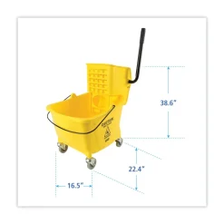 Boardwalk BWK2635COMBOYEL 8.75 Gallon Pro-Pac Side-Squeeze Wringer/Bucket Combo - Yellow/Silver