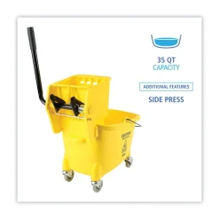 Boardwalk BWK2635COMBOYEL 8.75 Gallon Pro-Pac Side-Squeeze Wringer/Bucket Combo - Yellow/Silver