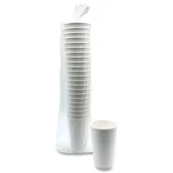 Boardwalk BWKDW16HCUP 16 oz. Double-Walled Paper Hot Cups - White (500/Carton)