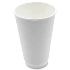 Boardwalk BWKDW16HCUP 16 oz. Double-Walled Paper Hot Cups - White (500/Carton)