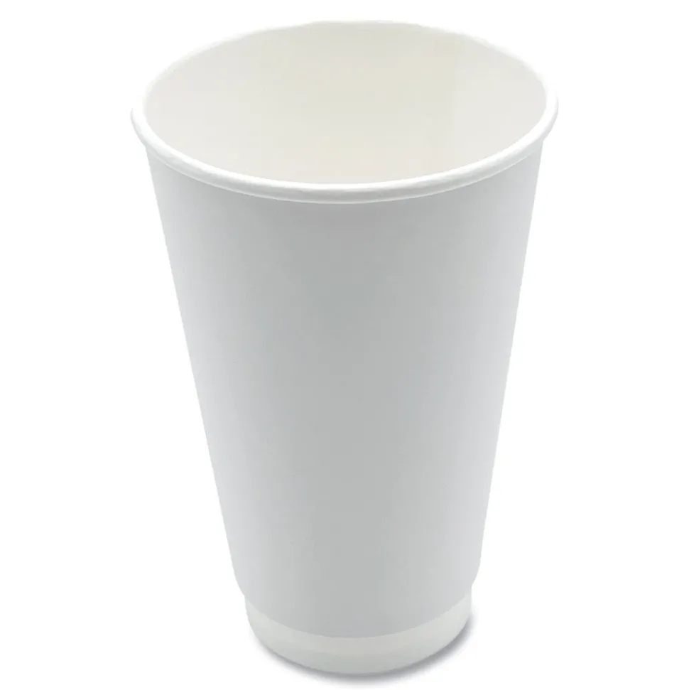 Boardwalk BWKDW16HCUP 16 oz. Double-Walled Paper Hot Cups - White (500/Carton)