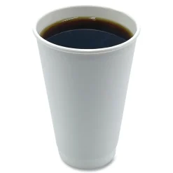 Boardwalk BWKDW16HCUP 16 oz. Double-Walled Paper Hot Cups - White (500/Carton)