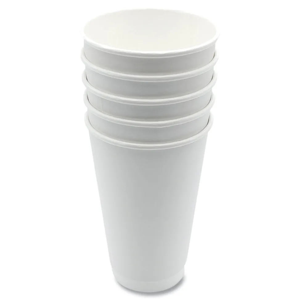 Boardwalk BWKDW16HCUP 16 oz. Double-Walled Paper Hot Cups - White (500/Carton)