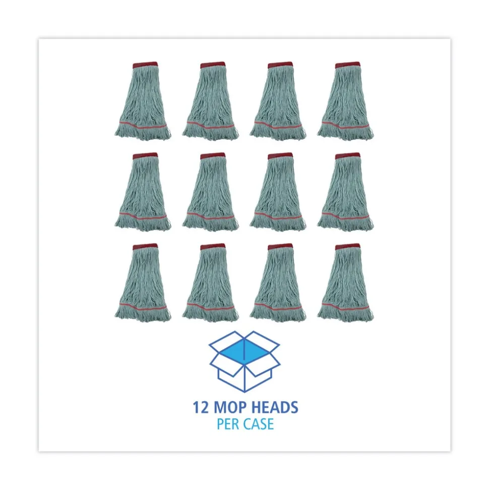 Boardwalk BWK1400LCT EchoMop with Looped-End Synthetic/Cotton Wet Mop Head - Large, Blue (12/Carton)