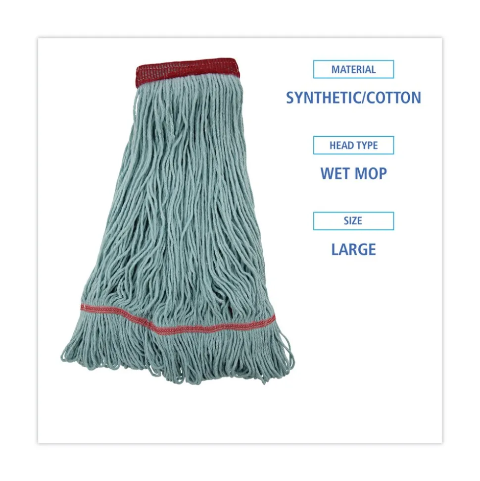 Boardwalk BWK1400LCT EchoMop with Looped-End Synthetic/Cotton Wet Mop Head - Large, Blue (12/Carton)