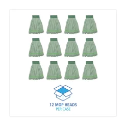 Boardwalk BWKMWTMGCT Microfiber Looped-End Wet Mop Heads - Medium, Green (12/Carton)