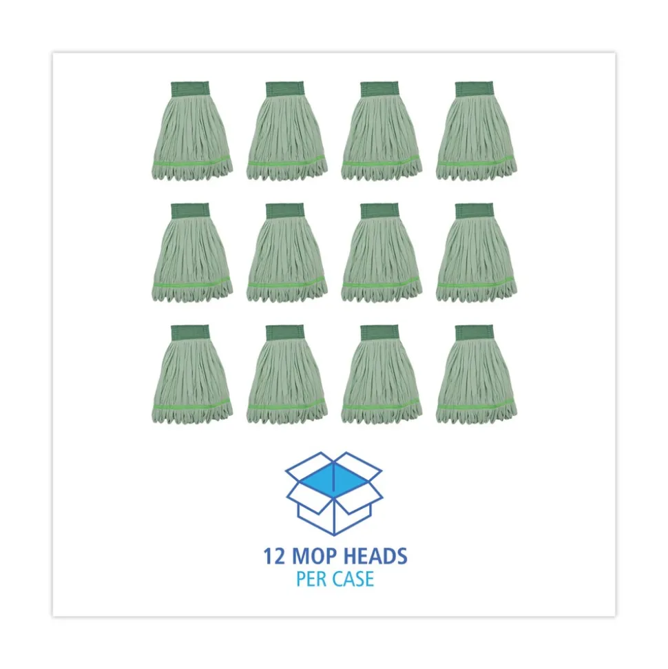 Boardwalk BWKMWTMGCT Microfiber Looped-End Wet Mop Heads - Medium, Green (12/Carton)