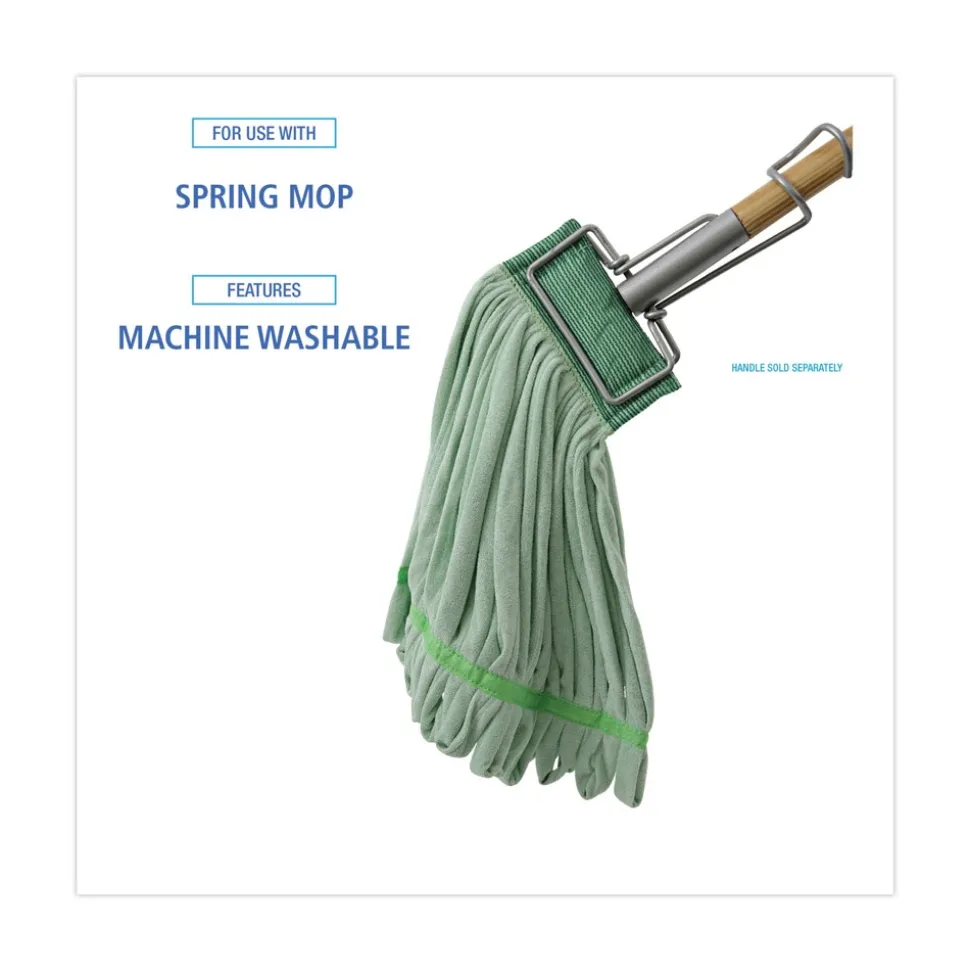 Boardwalk BWKMWTMGCT Microfiber Looped-End Wet Mop Heads - Medium, Green (12/Carton)