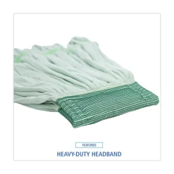 Boardwalk BWKMWTMGCT Microfiber Looped-End Wet Mop Heads - Medium, Green (12/Carton)