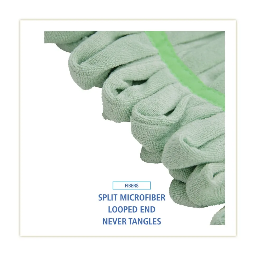 Boardwalk BWKMWTMGCT Microfiber Looped-End Wet Mop Heads - Medium, Green (12/Carton)