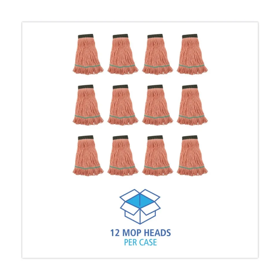 Boardwalk BWK502OR 5 in. Super Loop Cotton/Synthetic Fiber Wet Mop Head - Medium, Orange (12/Carton)