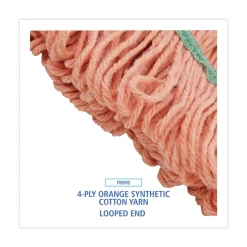 Boardwalk BWK502OR 5 in. Super Loop Cotton/Synthetic Fiber Wet Mop Head - Medium, Orange (12/Carton)