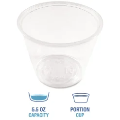 Boardwalk BWKPRTN55TS 5.5 oz Plastic Souffle/Portion Cups - Translucent (2500/Carton)