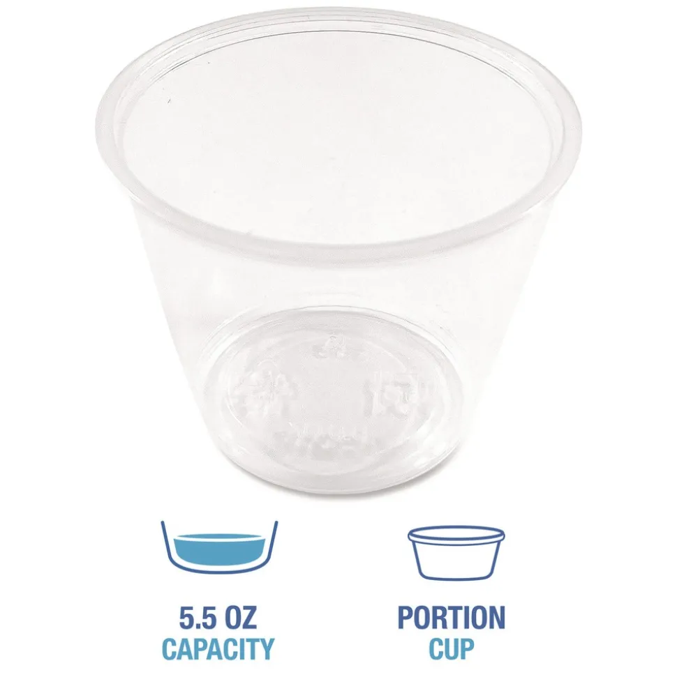 Boardwalk BWKPRTN55TS 5.5 oz Plastic Souffle/Portion Cups - Translucent (2500/Carton)