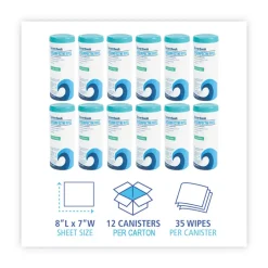 Boardwalk BWK454W35 7 in. x 8 in. Disinfecting Wipes - Fresh Scent (12 Canisters/Carton)