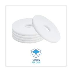 Boardwalk BWK4012WHI 12 in. Diameter Polishing Floor Pads - White (5/Carton)