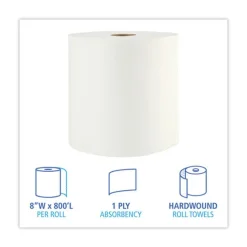 Boardwalk BWK35XTRA 1-Ply 8 in. x 800 ft. Xtra Roll Towels - White (6 Rolls/Carton)