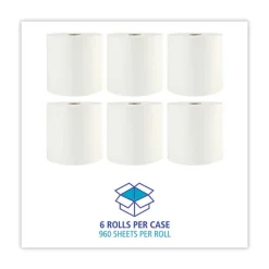 Boardwalk BWK35XTRA 1-Ply 8 in. x 800 ft. Xtra Roll Towels - White (6 Rolls/Carton)